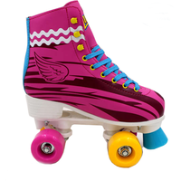 En gros de mode PU flash roue chaussures à roulettes chat conception De Soja luna patines quad patins à roulettes chaussures