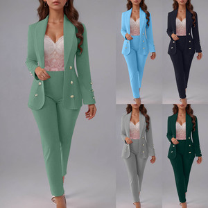 Conjunto de <span class=keywords><strong>Blazer</strong></span> de Punto Satinado Regular para <span class=keywords><strong>Mujer</strong></span> Ym135 2026, Chaqueta de Punto con Botones, Cuello de Moda, Estilo Ejecutivo - Product Image 6