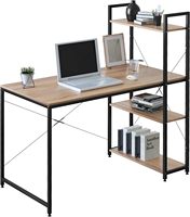 Bureau d'angle en PVC en forme de H, durable, marron, pour la maison ou le bureau, avec design moderne et hauteur réglable