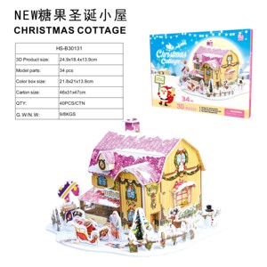 Vendita calda regalo di natale da te assemblare giocattolo costruzione decorazione per la casa giocattolo EVA EPS 3D natale Cottage Puzzle di carta - Product Image 3