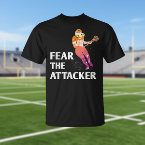 Fear The Attacker Lacrosse T-Shirt pour femmes et filles, design graphique noir - Product Image 3