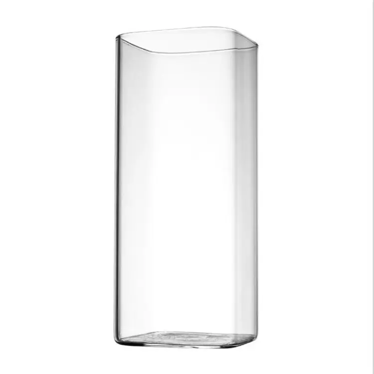 Großhandel explosive hohe Boro silikat Transparente einfache hitze beständige klare Kaffee glas Tasse quadratische Eis Glas Tasse