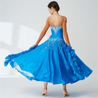 B-20114 Personnalisé norme internationale robe de danse de concurrence valse danse de salon personnalisé perle robe en soie à vendre