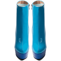 Bottines tendance en cuir verni à talon compensé et plateforme épaisse avec fermeture éclair latérale – Chaussures de soirée et de scène à talons hauts pour femme