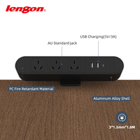 Prise australienne à 3 voies pour bord de table, prise électrique en cuivre pour bureau, chargeur de 30W compatible avec les normes US AU UK IT