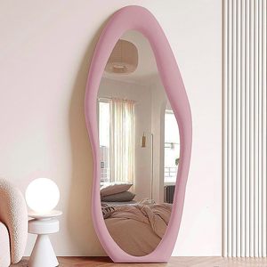 Selling Home Decor Irregular Full Body Wall Mounted Floor <strong>Mirror</strong> Flannel Wrapped Frame <strong>Leaning</strong> Hanging Wall <strong>Mirror</strong> - Product Image 3