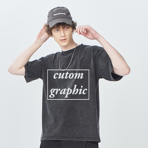 เสื้อยืดโอเวอร์ไซส์สไตล์วินเทจลายโลโก้สั่งทำคุณภาพสูง ผ้าฝ้าย 100% ทรงหลวม สตรีทแวร์ เสื้อยืดผู้ชายแบบฟอกสี - Product Image 2