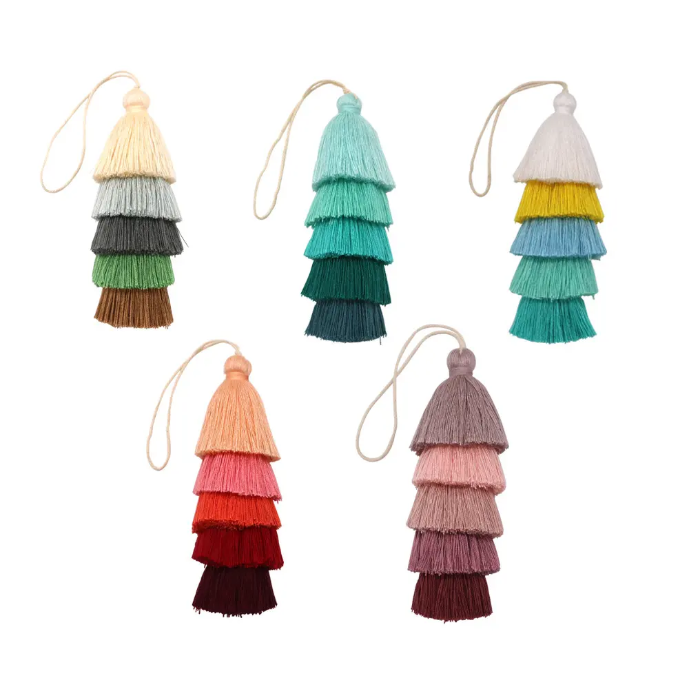 Tracy & Herry Aksesori rantai kunci, Pom rumbai Pom Boho warna-warni untuk tas dan telepon dan hiasan gantung untuk dekorasi keranjang Aloi