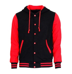 Veste universitaire à capuche personnalisée confortable avec manches en cuir coupe-vent respirante pour unisexe, vêtements décontractés d'hiver - Product Image 1