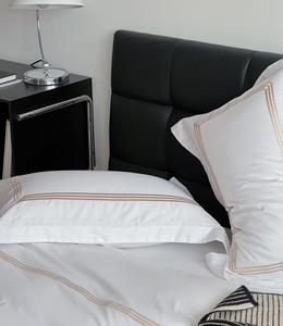 Draps de lit blancs SANHOO brodés, taille King, lignes dorées, ensembles de 4 pièces, linge de lit <span class=keywords><strong>d</strong></span>'hôtel - Product Image 3