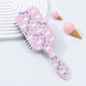 Cute Women Anti-Static Plastic Paddle <b>Brush</b> with Steel Handle Nylon Bristles <b>Scalp</b> Massage Curly Wig Detangling - Product Image 3