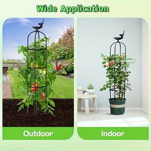 โครงไม้เลื้อยเสาโอเบลิสก์สำหรับสวน<span class=keywords><strong>2</strong></span>แพ็คสำหรับปีนต้นไม้กลางแจ้ง6.6ft-78 "โครงและค้ำต้นไม้โลหะเคลือบป้องกันสนิม - Product Image 6