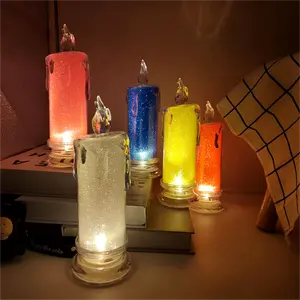 批发透明塑料发光二极管蜡烛闪烁仿真蜡烛发光二极管茶灯蜡烛用于除草、派对、家居装饰