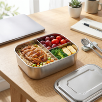 Boîte à lunch bento Miaocai 0-1L à double niveau en acier inoxydable, 2 compartiments, compatible vapeur et micro-ondes, conteneurs de rangement portables