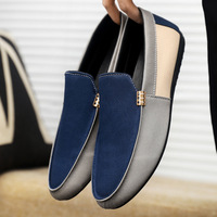 Sepatu Loafer Pria Gaya Eropa Trendi, Bahan Suede Bernapas, Ringan, Warna Blok, untuk Bisnis dan Aktivitas Sehari-hari