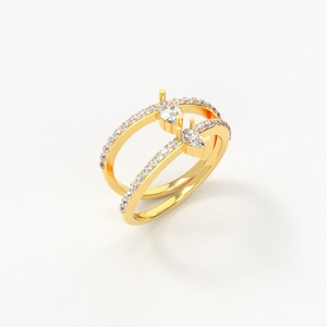 14k Gold Round Brilliant Cut <b>Two</b> Lab Grown Diamond Classic <b>Two</b> <b>Stone</b> Main Wedding <b>Ring</b> Party IGI Certified - Product Image 1