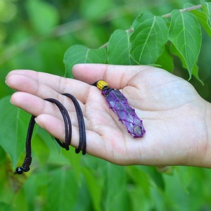 Collar con colgante de amatista con punta de lápiz, joyería Bohemia hecha a mano con piedras preciosas de cuarzo crudas envueltas, collar de cristal cargado de Chakra - Product Image 3