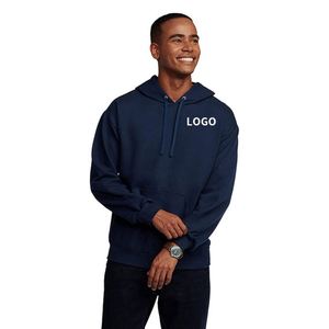 Sweat-shirts à capuche personnalisés pour hommes, style streetwear, motif uni, broderie logo en relief, vente en gros - Product Image 1