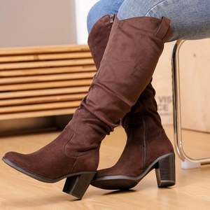 נשים אופנה הבוקרת אתחול רחב עגל רחב המערב גבוה גבוה העקב גבוה נוח צד רוכסן <span class=keywords><strong>bootie</strong></span> - Product Image 6