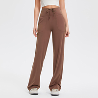 Pantalon de jogging large pour femme avec cordon de serrage à la taille, poches latérales, haute qualité, personnalisable, vente en gros