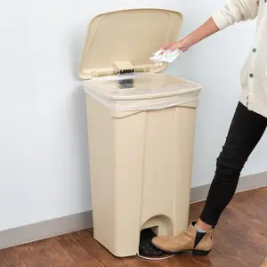 87l lixeira de lixo de plástico, lata de lixo mãos livres grande capacidade utilitária comercial pedal de lixo