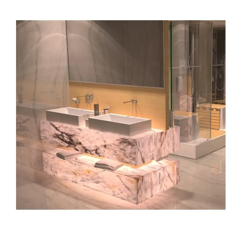 Modern artificial translucent stone hotel bathroom vanity