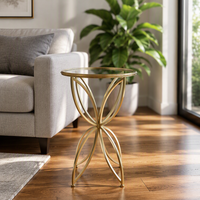 Table basse moderne, vente directe d'usine, accent décoratif pour la maison, 41,28*41,28*61,6 CM, plateau en verre, table en métal pour la décoration du salon