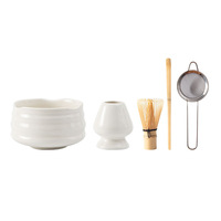 Service à thé en céramique créatif de style japonais, bol à matcha et pointe avec logo personnalisé blanc simple pour accessoires de café