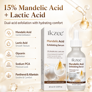 Sérum exfoliant pour le visage Ikzee avec logo personnalisé, <span class=keywords><strong>acide</strong></span> mandélique à 15% + <span class=keywords><strong>acide</strong></span> lactique, soin de la peau, texture lisse, éclat radieux, prix d'usine - Product Image 5