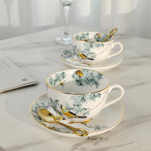 Tasse et soucoupe en céramique à motif d'animaux de la jungle nordique, best-seller, en porcelaine osseuse - Product Image 5