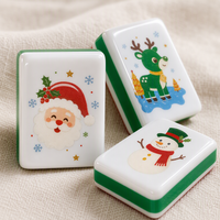 Tuiles de Mahjong de Noël en gros, motif Bonhomme de neige et Cardinal, en acrylique, pour soirées de week-end et soirées en club