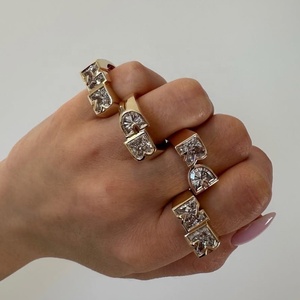 Unique Design Custom Made Lab Diamond Initial Letter <strong>Ring</strong> <strong>Two</strong> <strong>Stone</strong> 10K 14K 18K Yellow Gold - Product Image 5