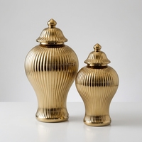 Vase en céramique Qianrui, style léger et luxueux, avec décor circulaire électro-plaqué, décoration d'intérieur, ornement de table pour le salon