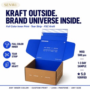 Caja de Envío Personalizada de Cartón Kraft con Tira de Apertura, Impresión Interior a Todo Color para Ropa Urbana, Fitness, Tech, Marcas de Suscripción - Product Image 1