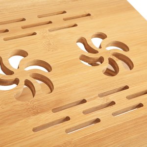 Escritorio ajustable para ordenador portátil, mesa de madera de bambú 100%, plegable, bandeja para servir desayuno, cajón, ventilador USB - Product Image 2