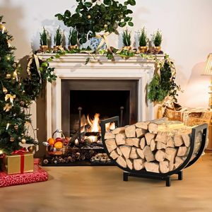 Indoor&amp;Outdoor Rustproof Sturdy <strong>Fireplace</strong> <strong>Log</strong> <strong>Holder</strong> Wood Storage Rack Firewood <strong>Holder</strong> With Carrier Firewood Rack - Product Image 2