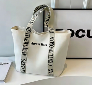 Sac fourre-tout en coton recyclé personnalisé avec impression de logo, poche et fermeture éclair, taille moyenne, pour la publicité et les cadeaux - Product Image 3