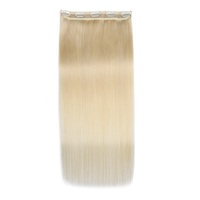 Extensions de cheveux à clipser de 22 pouces, 100g, trame épaisse et large, 100% cheveux humains # Blond platine 613 lisse avec 5 clips, une seule pièce