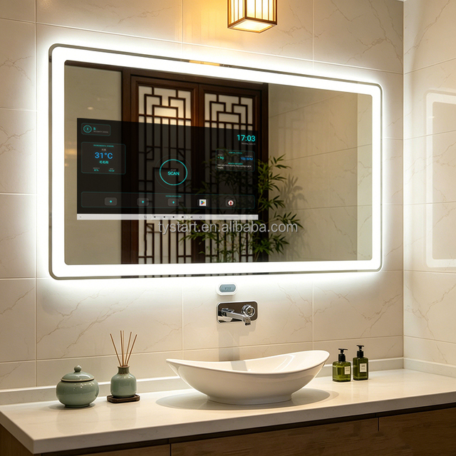Luxury Hotel Bathroom Smart Mirror with TV Android 15 WIFI Bluetooth Speakers Full Function Magic Mirror AI Voice Control