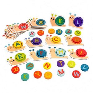 Preschool Kids ABC Wooden Letters Snail Shape Numbers and Alphabets Flash Cards Set Matching <b>Puzzle</b> Game - Product Image 6