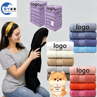 Serviette en coton 100% filé en anneau, super épaisse, absorbante, de luxe, pour hôtel, spa, salon, salle de bain, douce, 35*75, avec logo personnalisé
