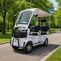 Voiturette de golf électrique 3 places à 4 roues avec auvent et panier avant, certifiée CE, pour usage quotidien en parc, sur sentier, en communauté et en famille