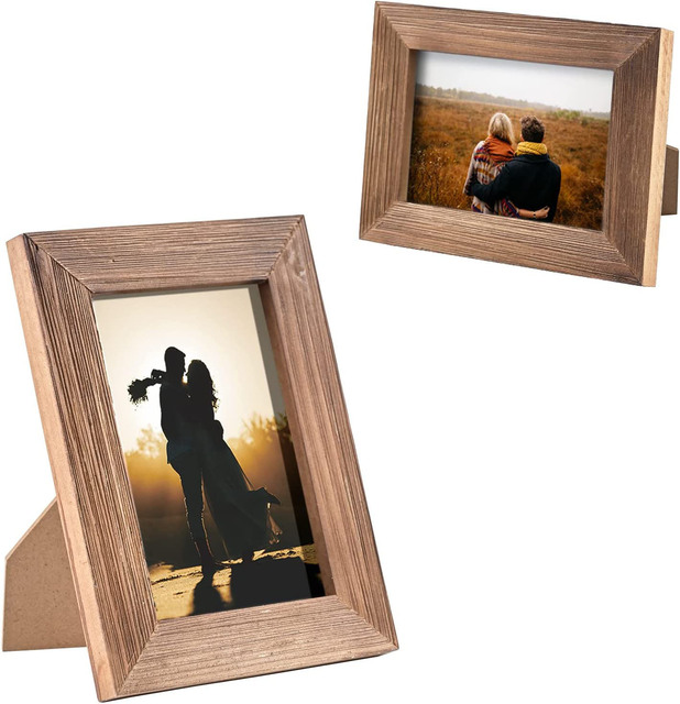 Creative vintage wood grain glass tabletop wedding baby wooden picture frame for living room bedroom