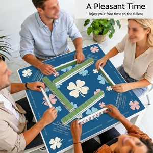 Tapis de Mahjong Moderne de Luxe Monogrammé Chinoiserie - 32,5x32,5 Pouces, en Microfibre et Caoutchouc Naturel, Portable, Pliable, Écologique - Product Image 6