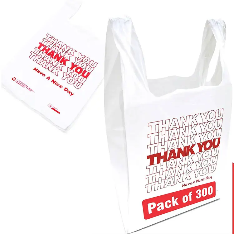 Personalizado Hdpe Obrigado Supermercado Mercearia Shopping Vest Handle T-Shirt Saco De Plástico