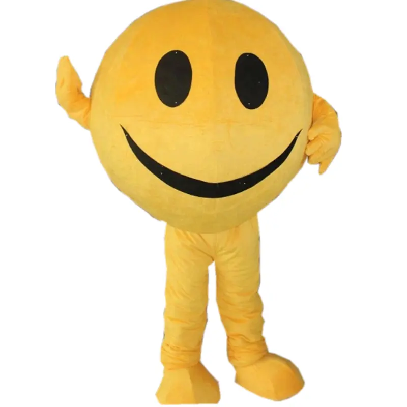 Kostum Maskot Kepala Besar Senang/Kostum Maskot Kartun Kuning untuk Dewasa