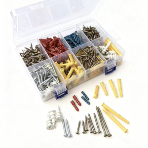 Kit Assortito di Tasselli e Viti per <span class=keywords><strong>Cartongesso</strong></span>, Tasselli Autoperforanti in Plastica, Viti con Finitura Lucida, Bulloni per Muro Diametro 16mm - Product Image 1