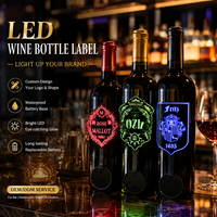 Autocollant LED promotionnel pour bouteille, en matériau PET de qualité supérieure, avec effet lumineux visuel pour affichage nocturne, idéal pour événements promotionnels de marque