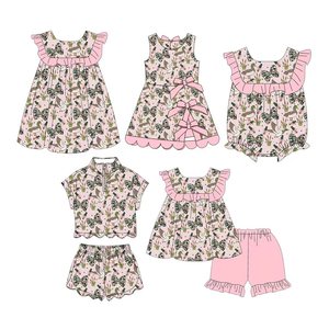 Précommande MOQ 5 : Nœuds papillon pour bébés filles en Spandex doux/Coton biologique, collection été, vêtements de boutique tendance, vente en gros, directement de l'usine - Product Image 1
