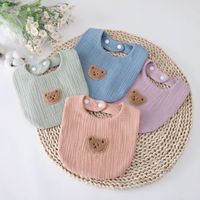 Bavoir pour bébé en coton imperméable à 6 couches épaissies, motif ours, pour nouveau-né musulman
